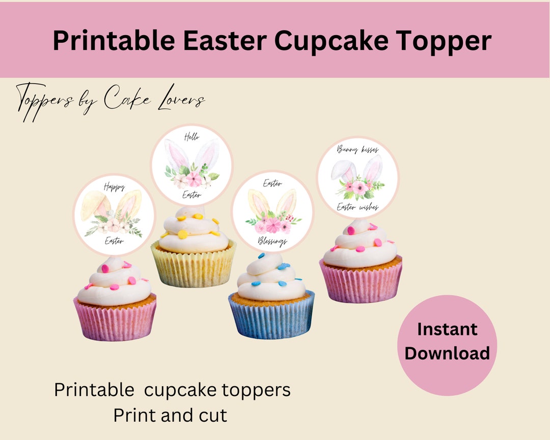 Printable Easter Cupcake Toppers Happy Easter Cupcake Topper - Etsy