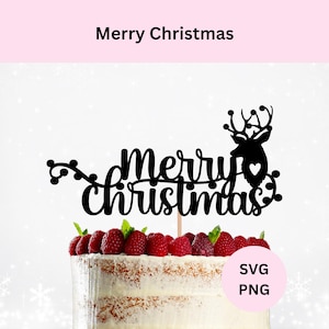 Merry Christmas Svg | Digital Download | Christmas Reindeer | Christmas Cake Topper Svg | Svg for Cricut | Christmas Decor