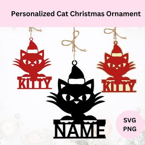 Personalized Cat Christmas Ornament Svg | Digital Download | Christmas Ornament Svg | Christmas Tree Decoration Svg | Cat Svg