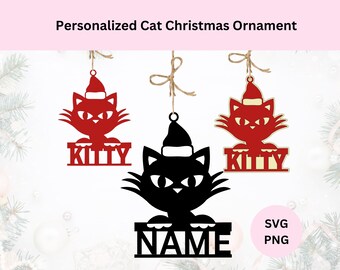 Personalized Cat Christmas Ornament Svg | Digital Download | Christmas Ornament Svg | Christmas Tree Decoration Svg | Cat Svg