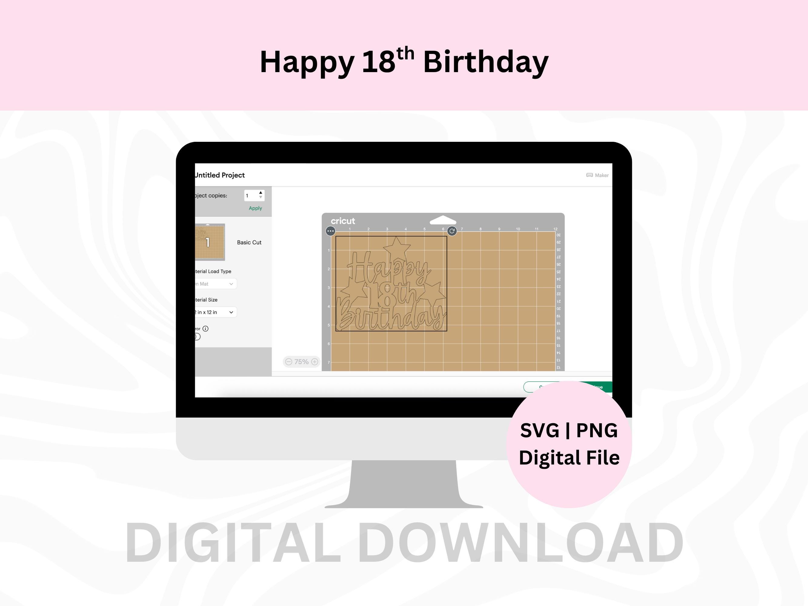 Happy 18th Birthday Cake Topper Svg | 18th Birthday SVG | Digital ...