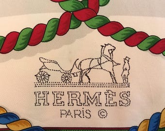 Lenço Hermes vintage, Grande Tenue de Henri D'Origny, 100% seda
