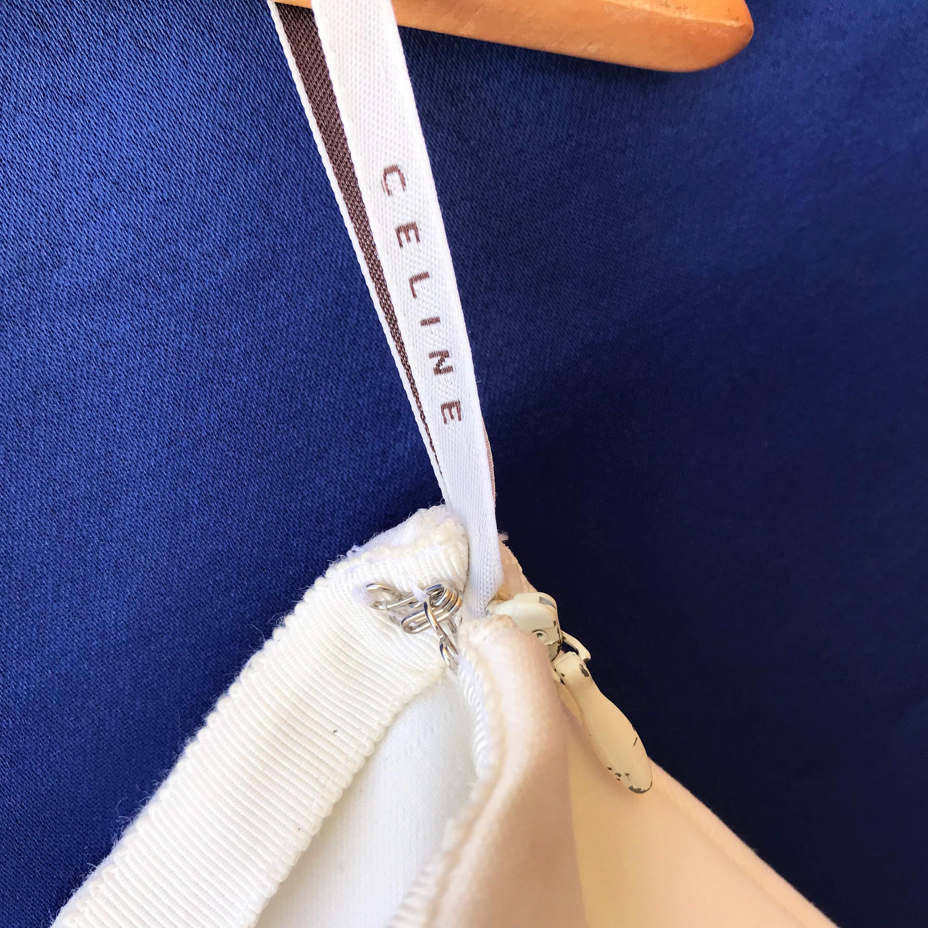 Vintage Celine Women's Skirt White Cotton Size 46 Made in France