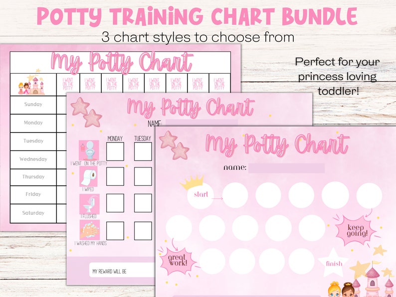 Potty Training Chart Printable Potty Reward Charts Princess Potty Chart ...