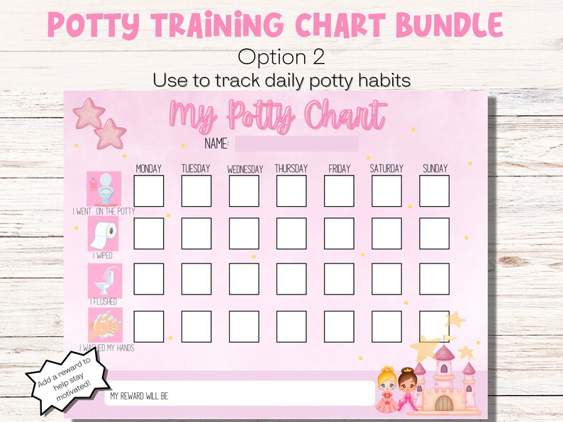 Potty Training Chart Printable Potty Reward Charts Princess Potty Chart ...