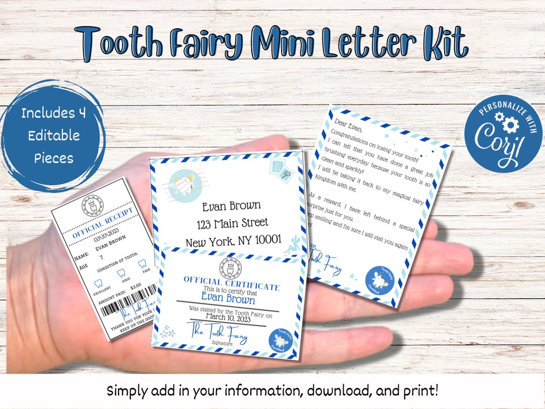 Editable Toothfairy Letter Tiny Tooth Fairy Note for Boys Lost - Etsy
