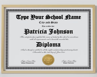 Printable High School Diploma Template Editable Homeschool Etsy