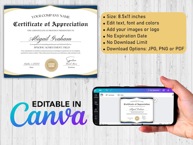 Team Achievement Award - Customizeable Certificate Design - Printable & Digital