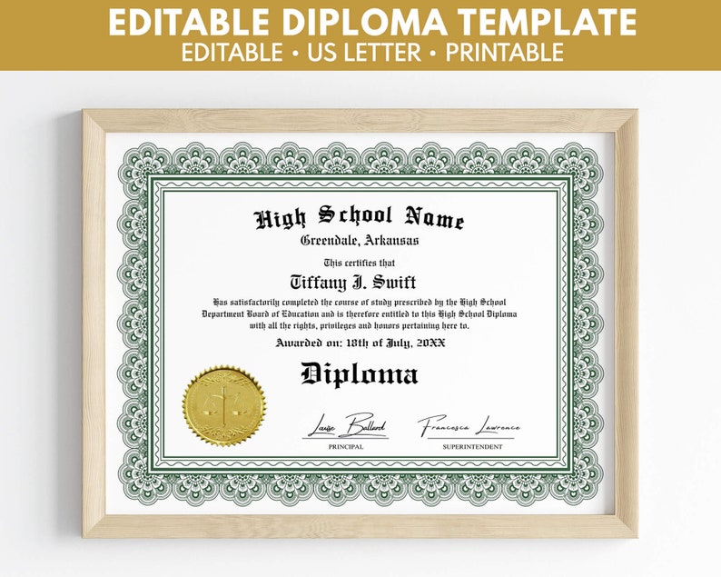 High School Diploma Template Download, Home School Diploma, Replacement ...