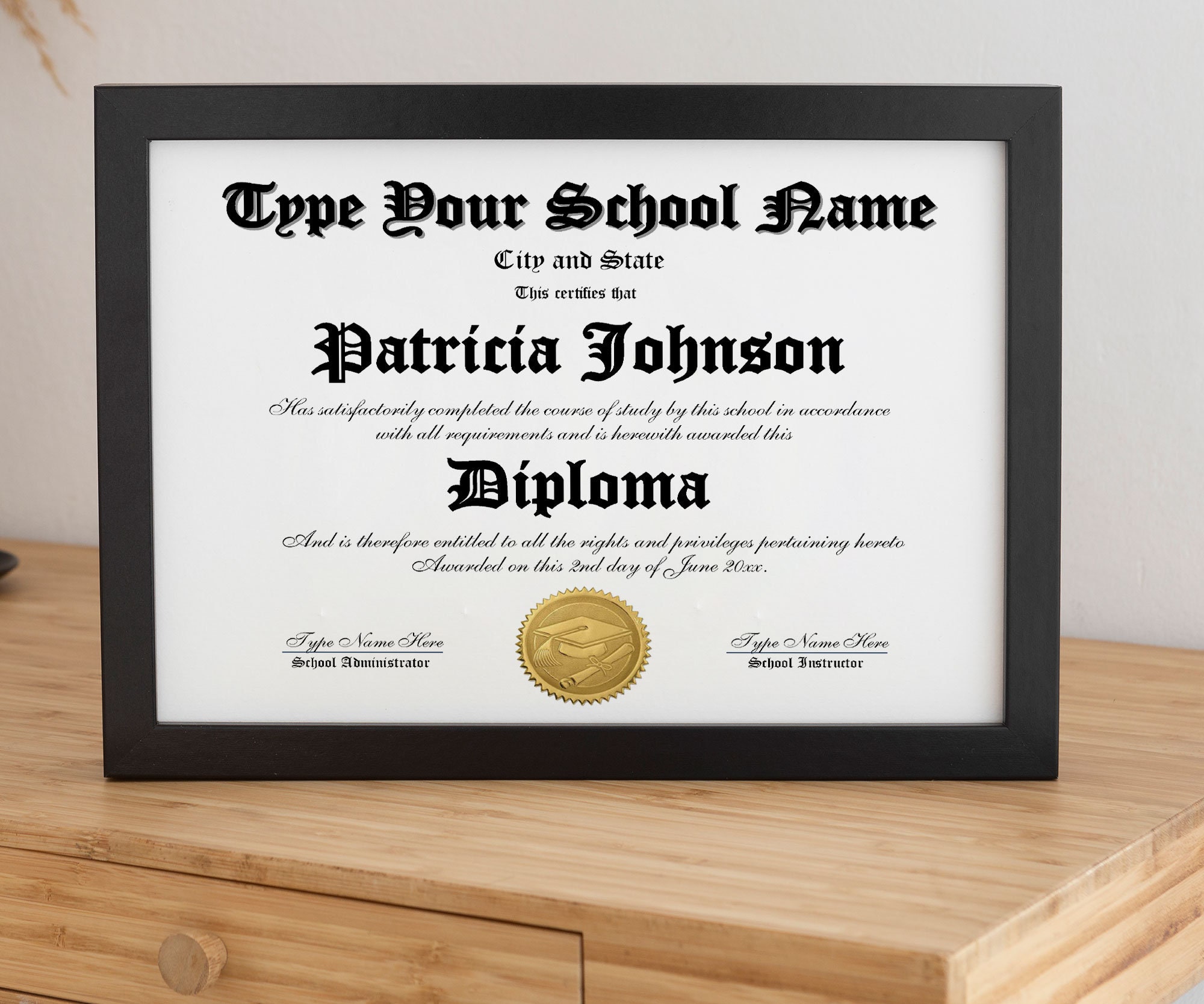 Editable High School Diploma Printable Homeschool Diploma - Etsy