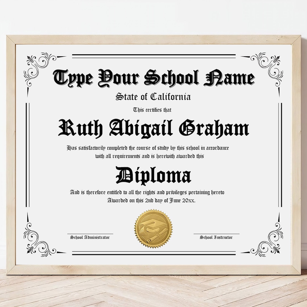 Editable High School Diploma, Printable Homeschool Diploma Template