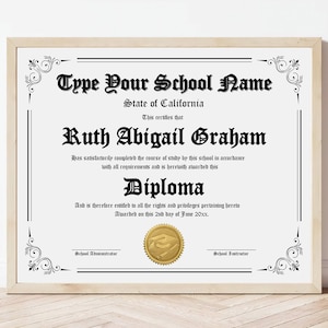 Editable High School Diploma, Printable Homeschool Diploma Template, Certificate Template Keepsake, Custom GED Diploma
