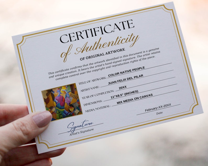 Certificate of Authenticity for Art, Editable Artist Certificate of ...