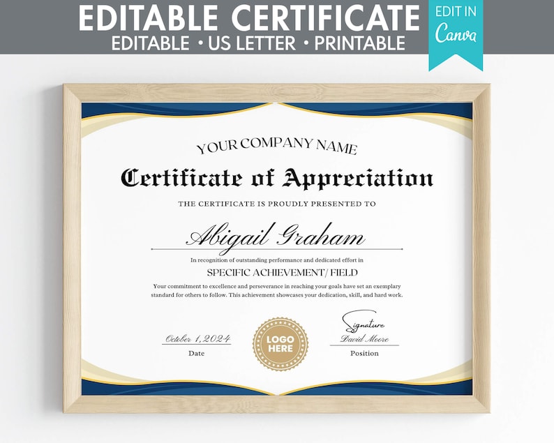 Corporate Event Certificate - Professional Design for Company Ceremonies