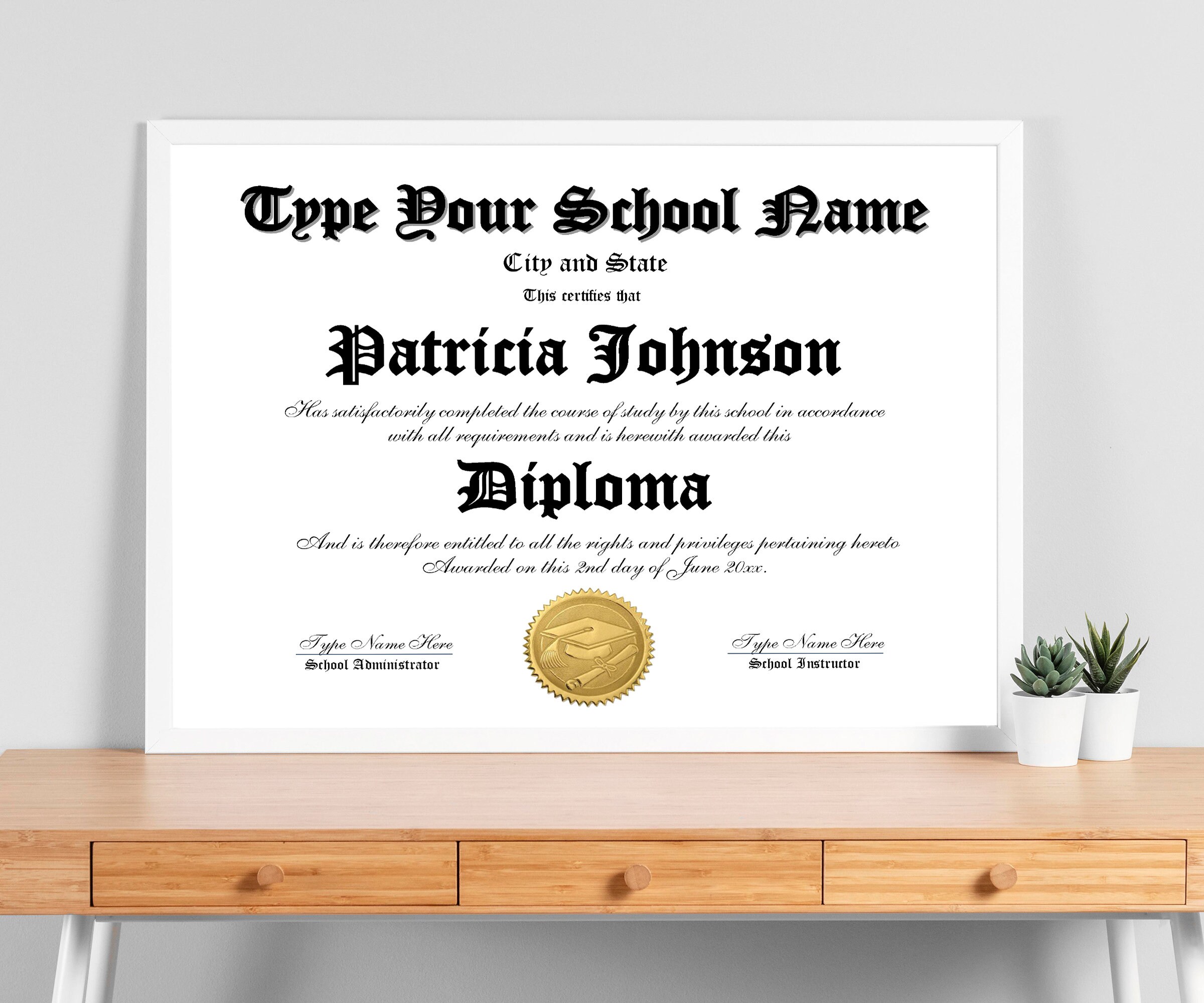 Editable High School Diploma Printable Homeschool Diploma - Etsy