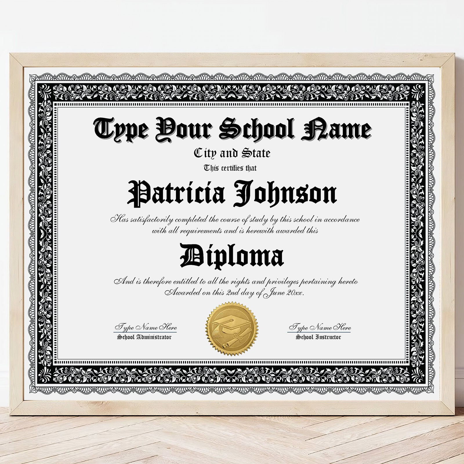 High School Diploma Certificate, Homeschool Diploma Template, GED ...