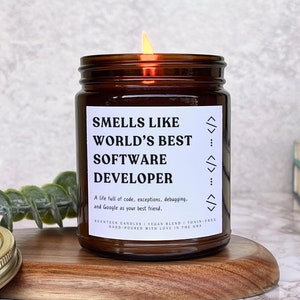 Software Developer Gift Candle: Coconut Soy Wax, Funny Coder Present