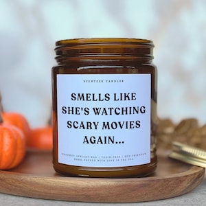 Funny Halloween Candle: Horror Movie Lover Gift, Cozy Fall Scent