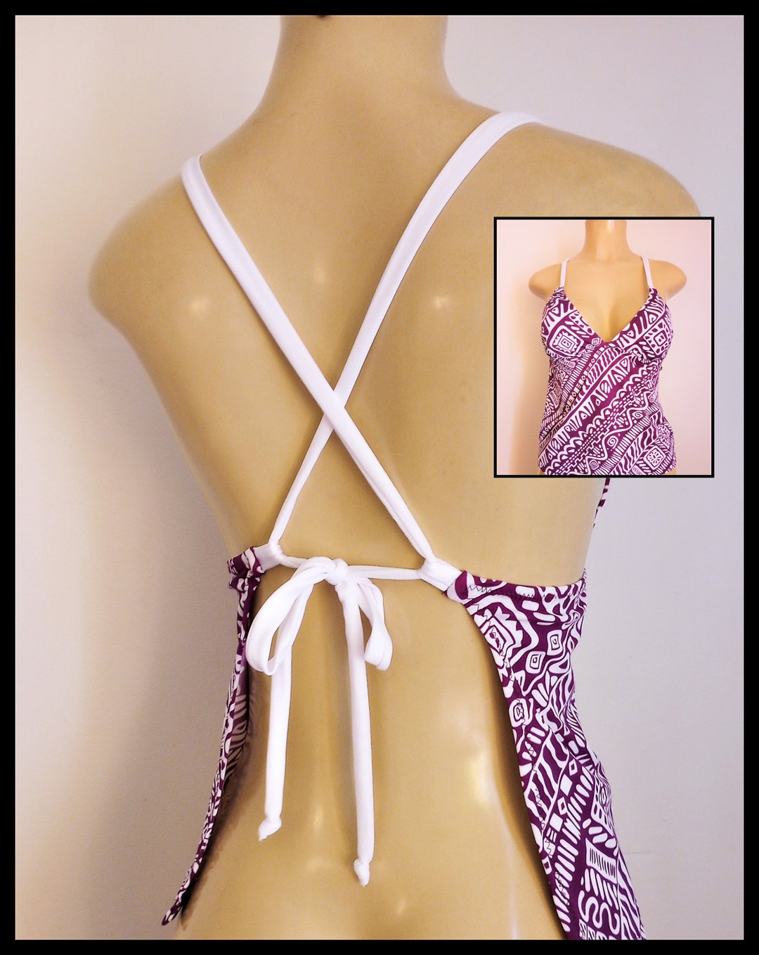 Open Back Tankini Tops Crossover Back Swimsuits Apron Back Etsy