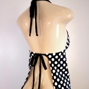 Handmade Halter Tankini Top: Apron Open Back Swimsuit