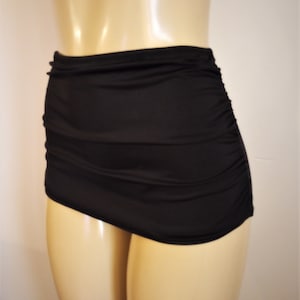 Ruched Side Skirt Swimwear Bottom, Gathered Swim Skirt High Waisted