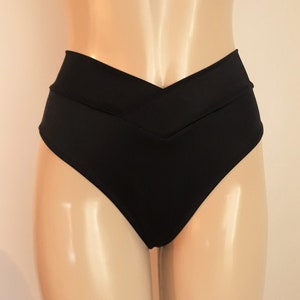 Crossover High Waisted Bikini Bottom, Higher Leg Crisscross Waist Band