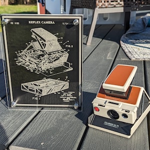 Laser Engraved Polaroid SX-70 patent sign