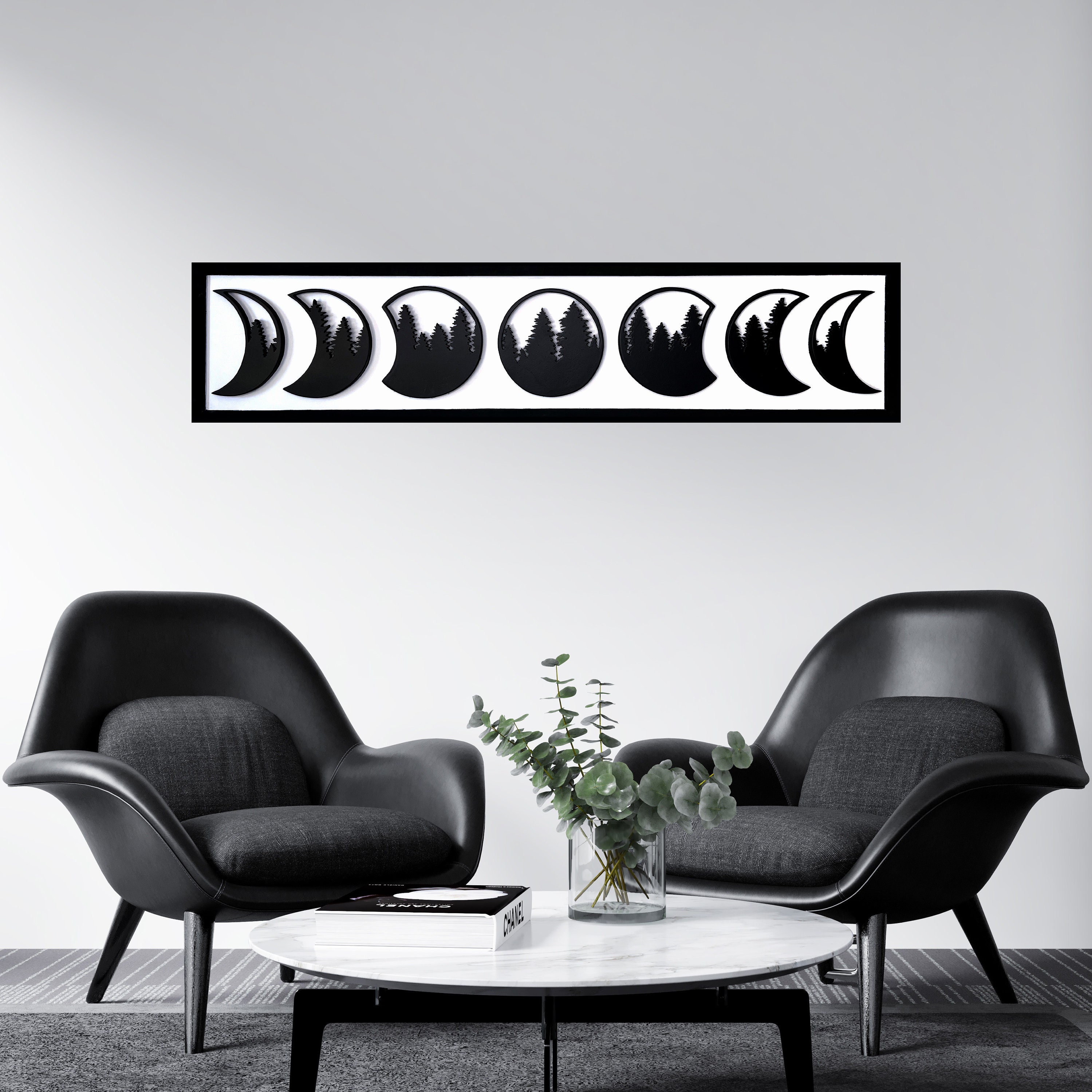 Forest Moon Phase, Original Wood Artwork, Home Wall Decor, Nature ...