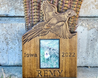 Pheasant Tail Mounting Plaque Personalized, Custom, Dog's photo and name, Upland display