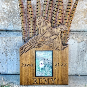 Pheasant Tail Mounting Plaque Personalized, Custom, Dog&#39;s photo and name, Upland display