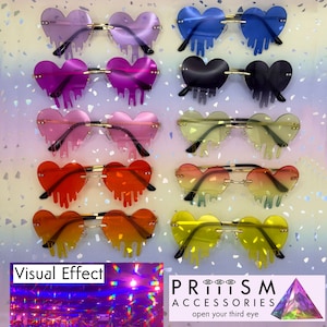 Rainbow Melting Heart Light Diffracting Glasses -Unisex Eyewear Sunglasses Visual Effects Diffraction Rave Festival Kaleidoscope Psychedelic
