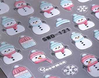 Snowflake & Snowman Nail Stickers: Self Adhesive Christmas Nail Art