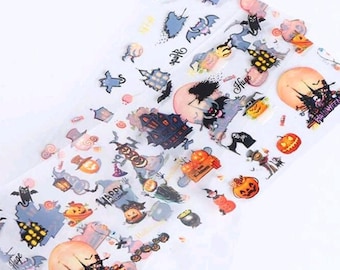 10 Halloween Nail Art Transfer Strips, Pumpkin Cobweb Designs