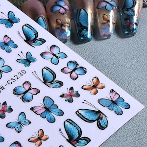 Shiny Butterfly Nail Art Stickers: Self Adhesive Decals