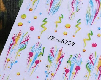 Neon Paint Splash Nail Art Stickers, Self Adhesive