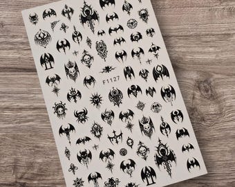 Goth Demon Nail Stickers, Halloween Self Adhesive Decals