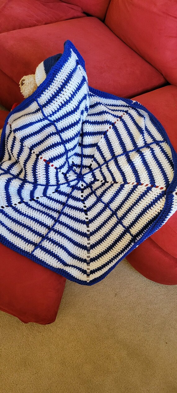 Blau/Weiß Gehäkelte Babt Decke