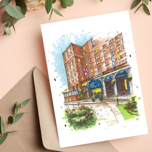 The Lord Nelson Hotel, Halifax, Nouvelle-Écosse, Urban Sketch, carte de voeux, Downtown Sketcher, Wynand van Niekerk