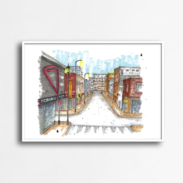 Pizza Corner Halifax, Nova Scotia, Urban sketch, Art print, Downtown Sketcher, Wynand van Niekerk