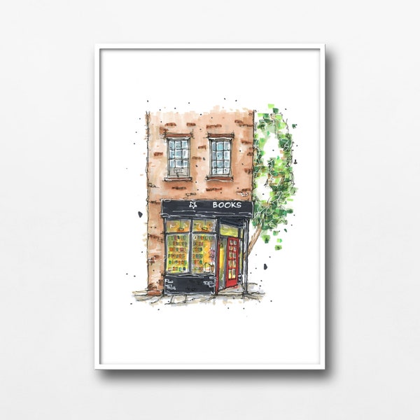 Three Lives & Co. Book Store, New York, Architectural sketch, Art print, Downtown Sketcher, Wynand van Niekerk