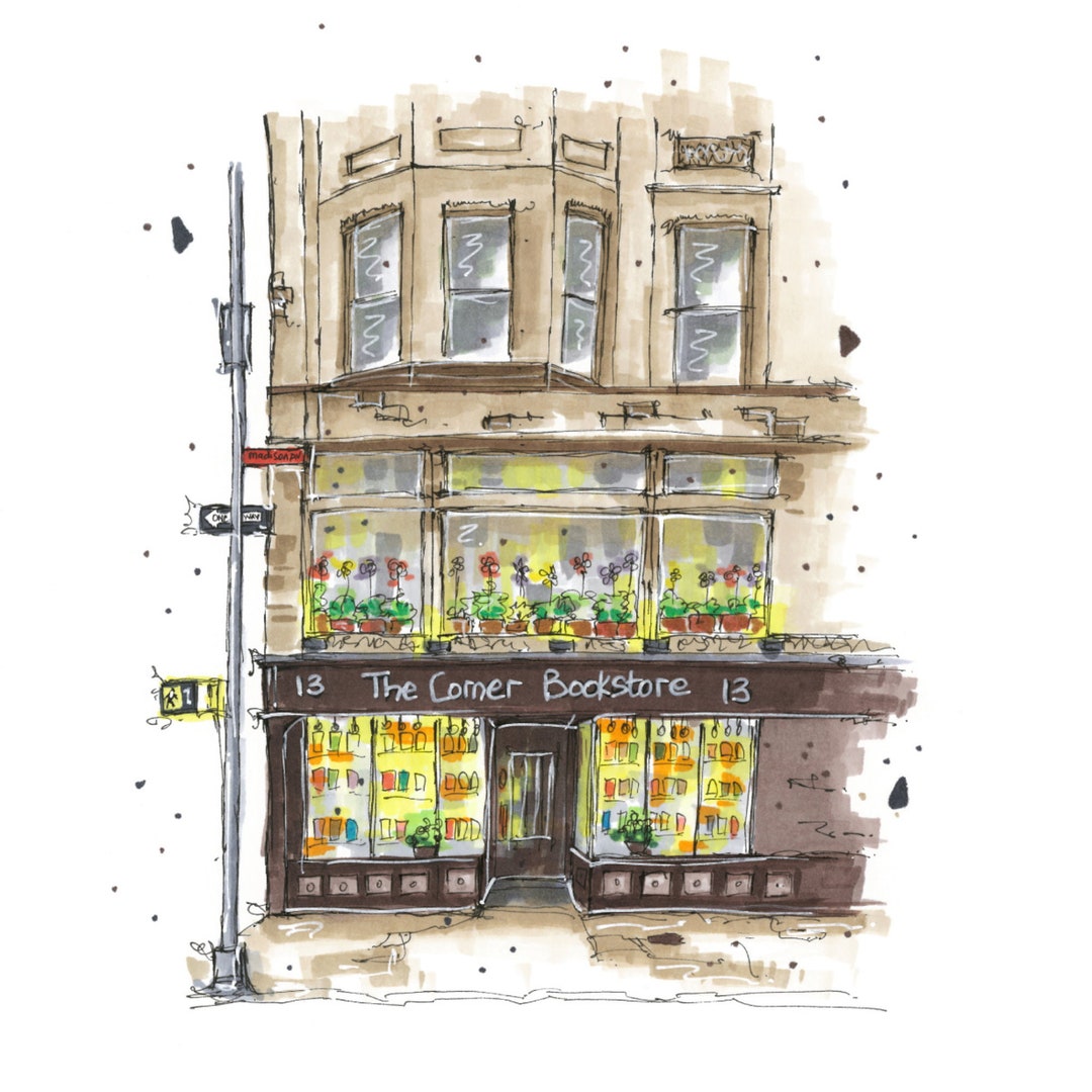 The Corner Bookstore New York Storefront Print Architecture Etsy