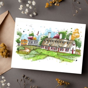 Lieu historique national du Fort Anne, Annapolis Royal, carte de voeux, esquisse urbaine, impression d'art, esquisse du centre-ville, Wynand van Niekerk