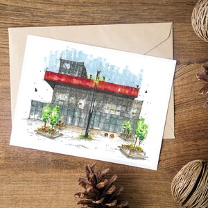 Bibliothèque centrale d'Halifax, Nouvelle-Écosse, Urban Sketch, Carte de vœux avec enveloppe, Downtown Sketcher, Wynand van Niekerk