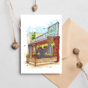 Agricola Street Brasserie, Halifax, Nouvelle-Écosse, Croquis de Noël, Carte de Noël avec enveloppe, Downtown Sketcher, Wynand van Niekerk