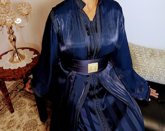Blue Moroccan Caftan Organza Sfifa - Takchita - gift for her