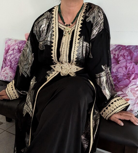 Moroccan Caftan Takchita Silk Crepe and Black Tlija Etsy
