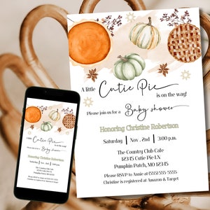 A little cutie pie baby shower invite, Thanksgiving baby shower invite, Pumpkin Pie Baby Shower Invite, Fall thanksgiving baby shower invite