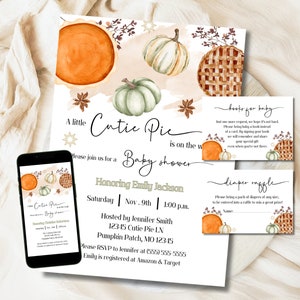 A little cutie pie baby shower invite bundle, Thanksgiving baby shower invite, Pumpkin Pie Baby Shower Invite, Cutie Pie Baby Shower Bundle