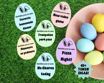 Printable easter egg tokens, easter egg fillers non candy, easter egg fillers for teens, easter egg coupons, printable easter egg tokens