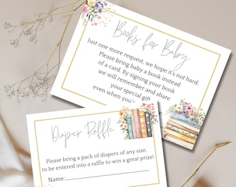 A new chapter begins baby shower, Book Theme Baby Shower Invite cards, storybook books for baby cards, book themed diaper raffle card